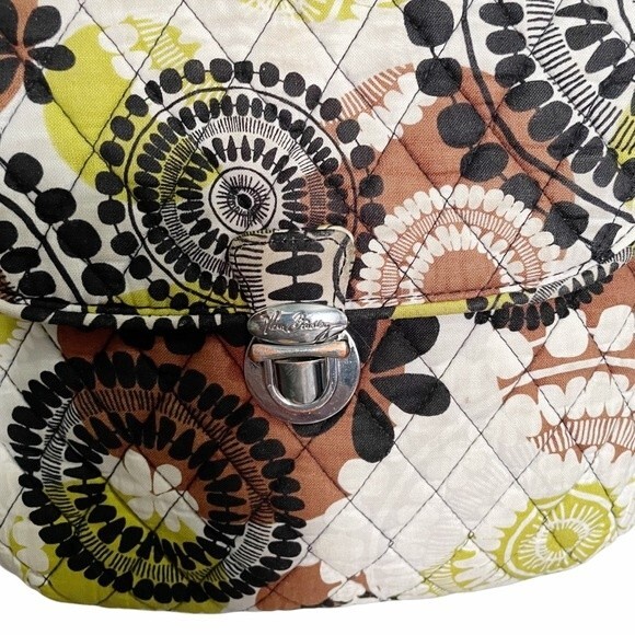 Vera Bradley Bag Cocoa Moss Saddle Hipster Quilted Shoulder Bag Retro Boho Purse - Picture 7 of 10